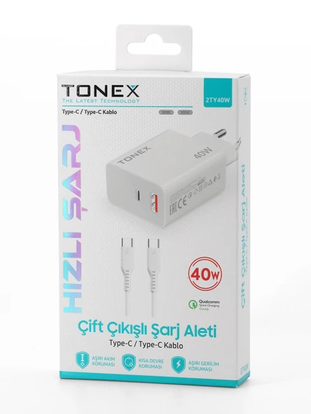 Tonex 40W TYP-C Çift Çıkışlı Şarj Aleti - 2