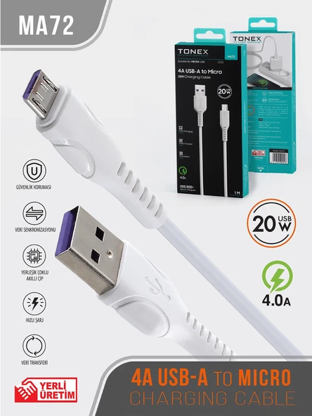 20W 4A Micro USB Kablo