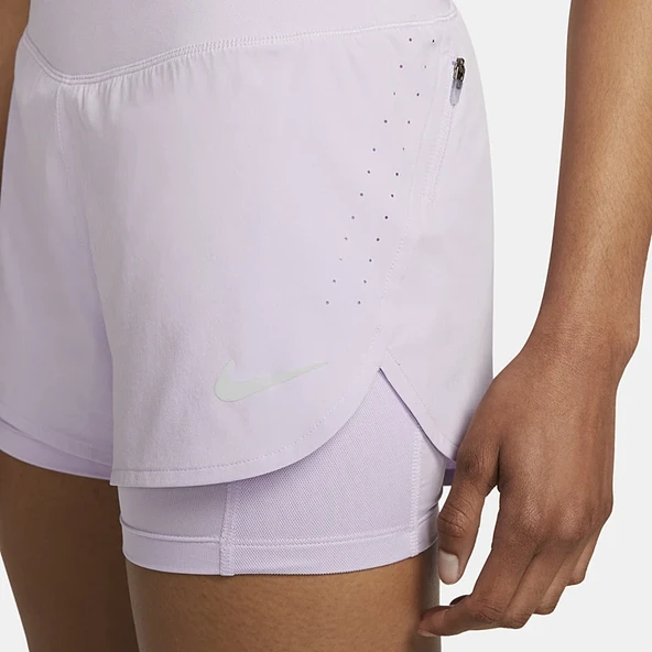 NİKE Eclipse Flex 2 In 1 Running Shorts Taytlı Lila Koşu Şortu CZ9570-530 - Resim 6