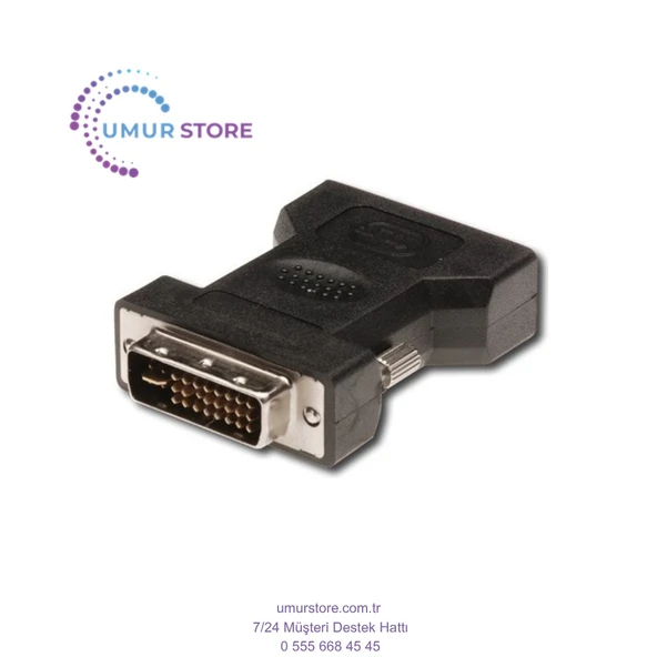 DVI VGA Adaptörü, Dvı-I (24 + 5) Erkek - VGA (HD15) Dişi , Siyah Renk ürün görseli 1