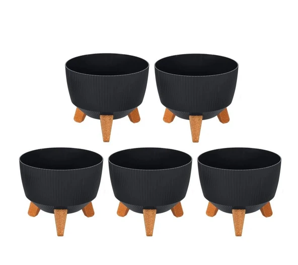 Omnipazar ELF-496 Dekoratif Ayaklı Nostalji Saksı 9 lt Antrasit 5 Adet ürün görseli