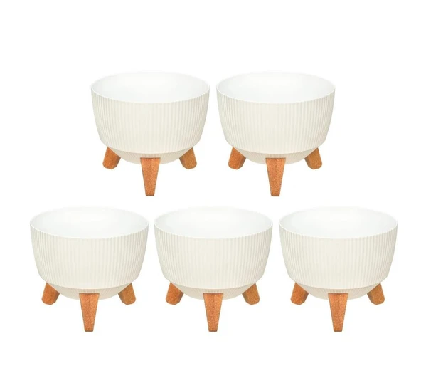 Omnipazar ELF-496 Dekoratif Ayaklı Nostalji Saksı 9 lt Beyaz 5 Adet ürün görseli