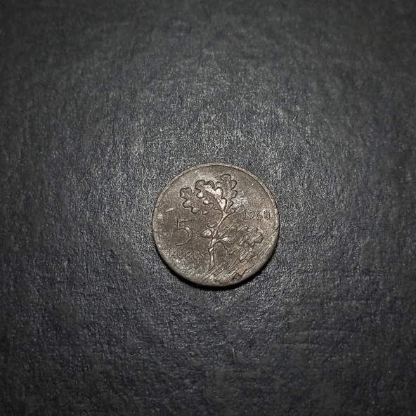 Escoines 39963689925ba27fcb 1968 haliyle 5 Kuruş %97 Bakır para - Resim 2