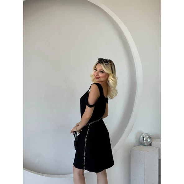 Lucky Life Kadın Askılı Soğuk Omuz Detaylı Modal Elbise - 7