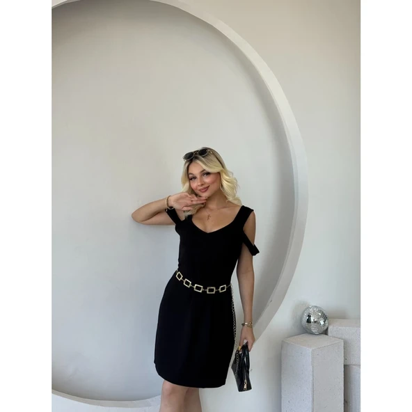 Lucky Life Kadın Askılı Soğuk Omuz Detaylı Modal Elbise - 5