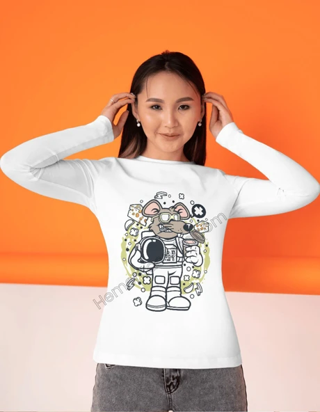 Astronot Fare Karikatür Dijital T-Shirt Tasarımı - 4