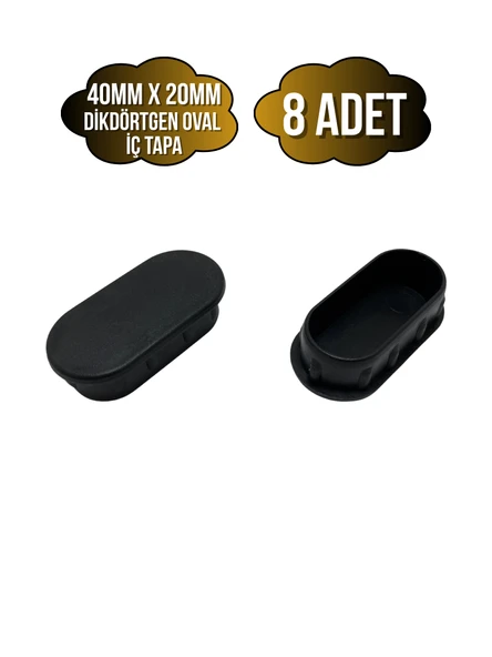 Oval Demir Profil İç Tapa Geçme Plastik Ayak Geçme Koruma Plastiği(40MM x 20MM)(SİYAH) Siyah 40mm x 20mm SİYAH - 8 ADET - 1