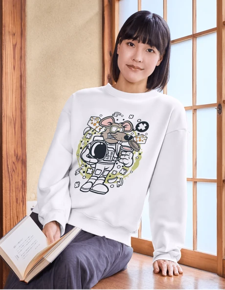 Astronot Fare Karikatür Dijital T-Shirt Tasarımı - 3