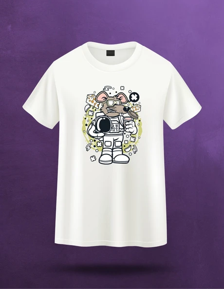 Astronot Fare Karikatür Dijital T-Shirt Tasarımı - 1