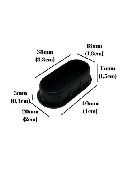Oval Demir Profil İç Tapa Geçme Plastik Ayak Geçme Koruma Plastiği(40MM x 20MM)(SİYAH) Siyah 40mm x 20mm SİYAH - 8 ADET - 5