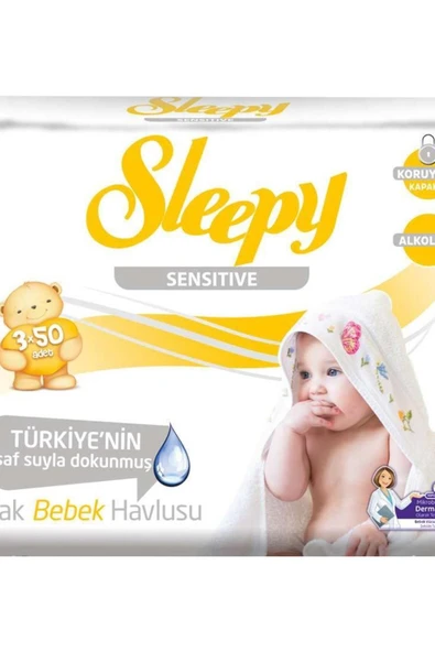 Sleepy Sensitive Islak Bebek Havlu 3x50'li ürün görseli