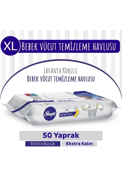 Sleepy XL Lavanta Kokulu Bebek Vücut Temizleme Mendili 50 Yaprak ürün görseli