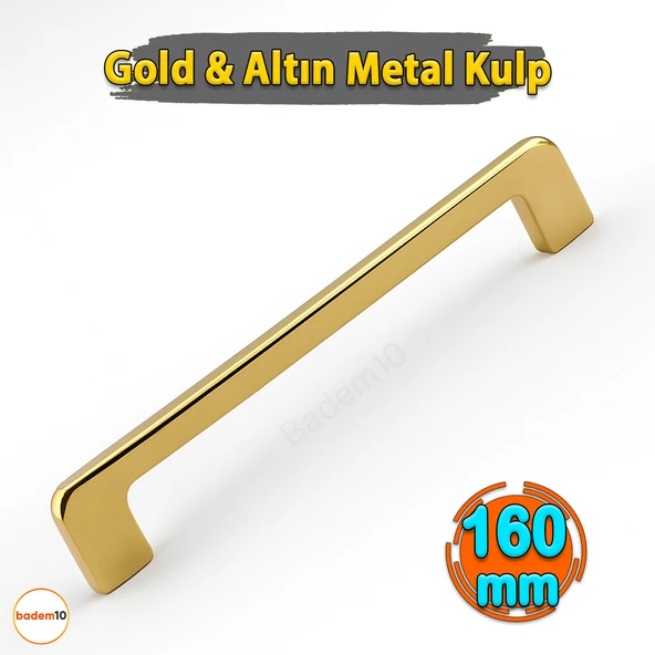 Ilıca Gold Altın Metal Kulp 160 mm - 16 cm Mobilya Çekmece Mutfak Dolabı Dolap Kulpları Kulbu Kulpu - Resim 2