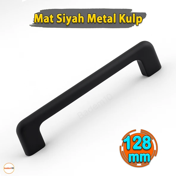 Ilıca Metal Kulp 128 mm - 12.8 cm Mat Siyah Mobilya Çekmece Mutfak Dolabı Dolap Kulpları Kulbu Kulpu - Resim 3