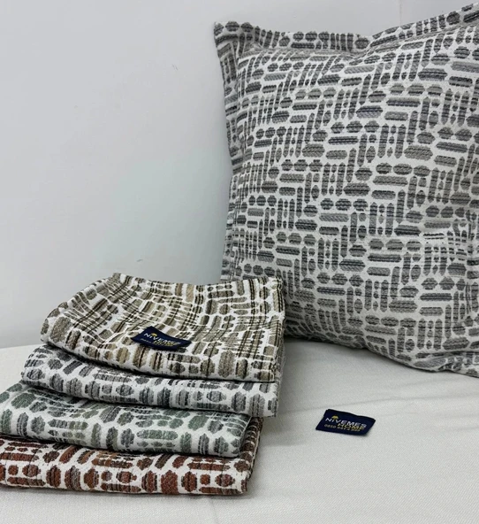 NİVEMESHOME KIRLENT KILIFI 45X45 LİSA 04 GRİ - 5