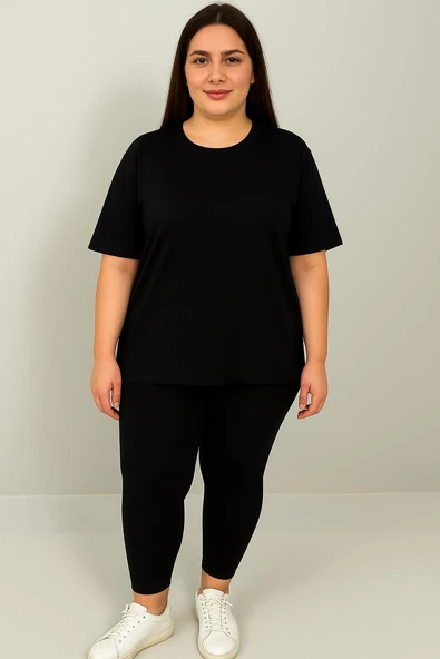 Kadın Büyük Beden Kısa Kollu Tayt Takım 8210-25 - 3