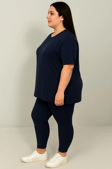 Kadın Büyük Beden Kısa Kollu Tayt Takım 8210-25 - 10