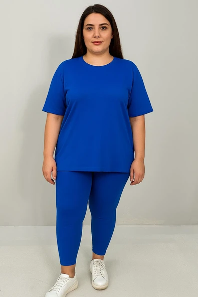 Kadın Büyük Beden Kısa Kollu Tayt Takım 8210-25 - 6