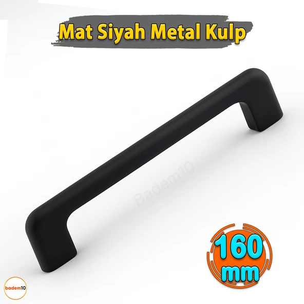 Ilıca Mat Siyah Metal Kulp 160 mm - 16 cm Mobilya Çekmece Mutfak Dolabı Dolap Kulpları Kulbu Kulpu ürün görseli