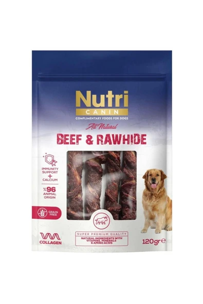 Nutri Canin Sığır Eti Sarılı Tahılsız Büyük Boy Kemik Köpek Ödülü 120 gr ürün görseli 1