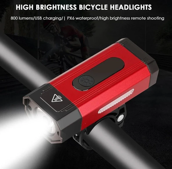 XBYC 6127 800 Lümen Bisiklet Ön Lamba Far Aydınlatma Usb Şarjlı Kırmızı - Resim 5