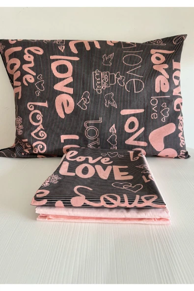 Sheri Home Tekstil Life Happy Love Kolay Ütülenir Çift Kişilik Çarşaf Takımı 180x200 Cm - Resim 6
