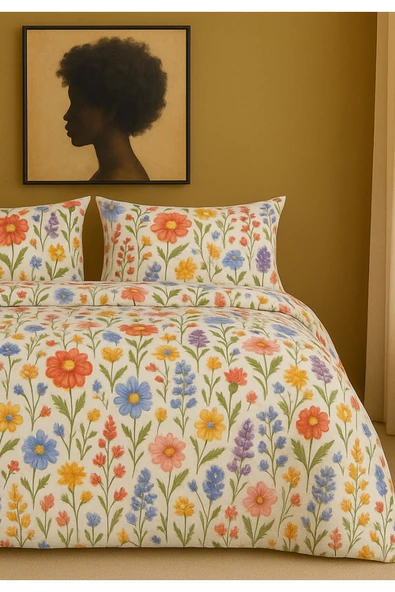 Sheri Home Kırçiçek Model Çift Kişilik Nevresim Takımı tY737727277 - Resim 2