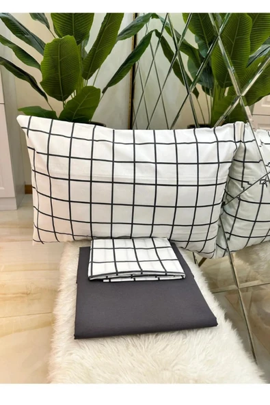 Sheri Home Tekstil Life Kare Kolay Ütülenir Çift Kişilik Çarşaf Takımı 180x200 Cm ürün görseli 1