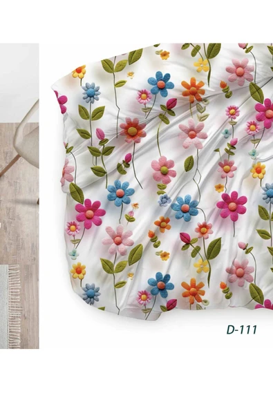 Sheri Home Tekstil 3d Bouquet Pure Çift Kişilik Nevresim Seti 1 Adet Nevresim 200x220 4 Adet Yastık Kılıfı %100pamuk - Resim 2