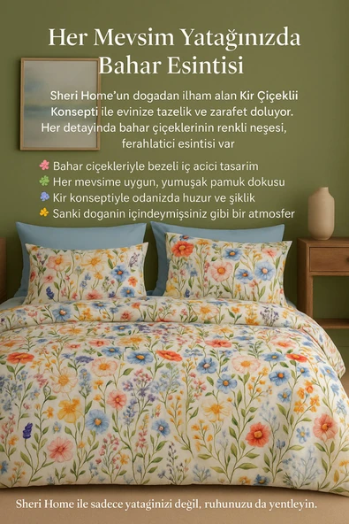 Sheri Home Kırçiçek Model Çift Kişilik Nevresim Takımı tY737727277 ürün görseli 1