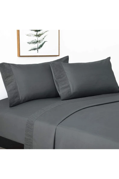 CottonArt Yumuşak Doku Çift Kişilik Lastikli Füme Gri Penye Çarşaf Takımı - 160x200 - Resim 2