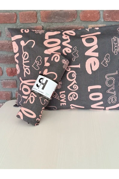 Sheri Home Tekstil Life Happy Love Kolay Ütülenir Çift Kişilik Çarşaf Takımı 180x200 Cm - Resim 2