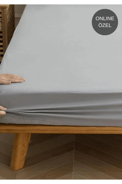 Sheri Home Fitted Pamuk Jersey Çarşaf 200x200 30cm SoftGREY01453881188 ürün görseli 1