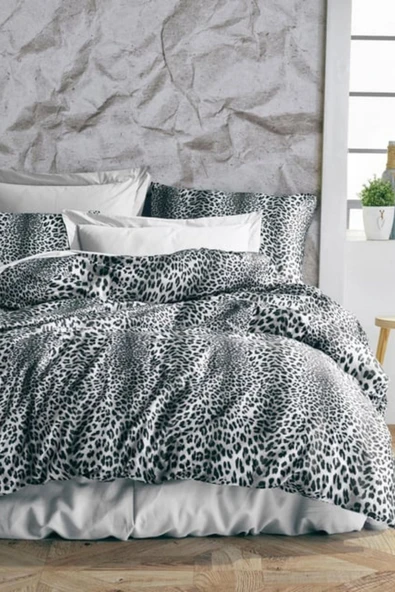Sheri Home Tekstil Yeni Leopar Çift Kişilik Nevresim (YORGAN KILIFI)yenitr8887366365577leopargri ürün görseli 1