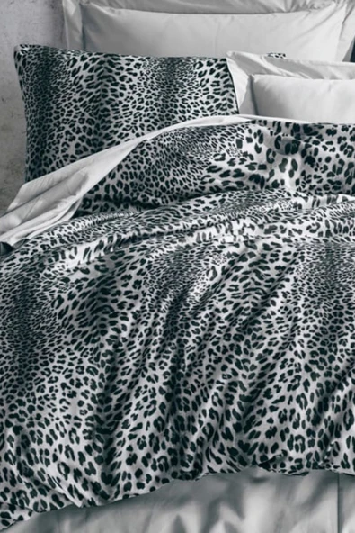 Sheri Home Tekstil Yeni Leopar Çift Kişilik Nevresim (YORGAN KILIFI)yenitr8887366365577leopargri - Resim 2