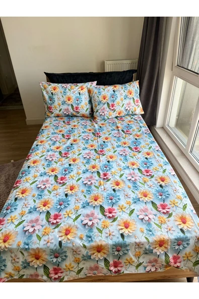 Sheri Home Kolay Ütülenir Çift Kişilik Çarşaf Yastık Set 2 Li Yastık Kılıfı Çarşafty555565565688 - Resim 2