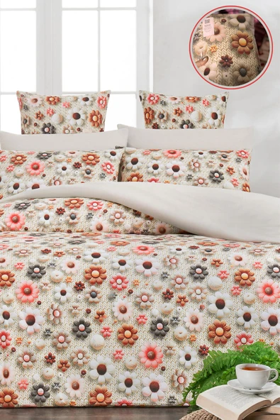 Sheri Home Flowers Çift Kişilik 1 Adet Nevresim (YORGAN KILIFI)200 Cm X 220 Cm, 5dmalzeme: %100 Pamuk. ürün görseli 1