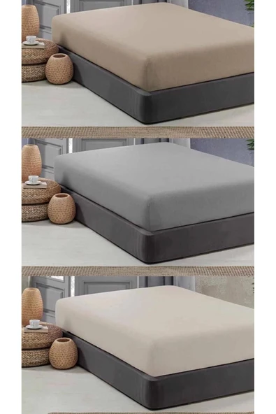 Sheri Home Tekstil 3 Adet Lastikli Pamuk Penye Çarşaf 180x200cm KİNGSİZESHERİ0145388 ürün görseli 1