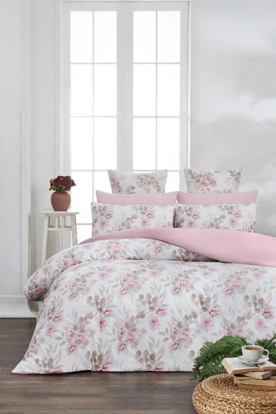 Sheri Home Lastikli Çarşaflı Nevresim Takımı Çift Kişilik Garden BEYAZ ürün görseli