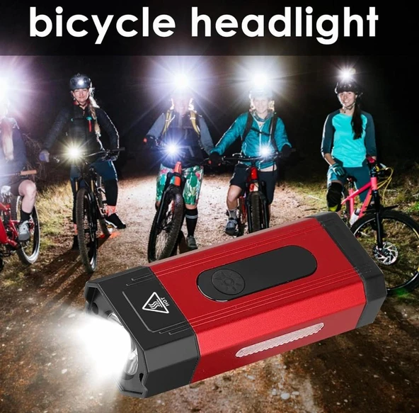 XBYC 6127 800 Lümen Bisiklet Ön Lamba Far Aydınlatma Usb Şarjlı Kırmızı - Resim 3