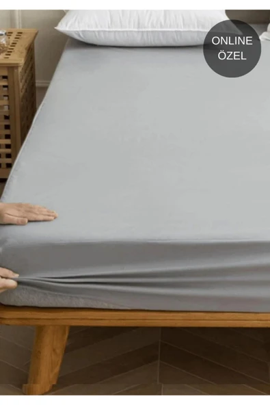 Sheri Home Fitted Pamuk Jersey Çarşaf 200x200 30cm SoftGREY01453881188 - Resim 2