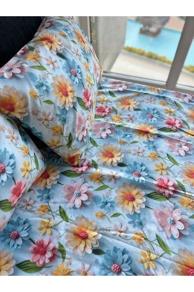 Sheri Home Kolay Ütülenir Çift Kişilik Çarşaf Yastık Set 2 Li Yastık Kılıfı Çarşafty555565565688 - Resim 3