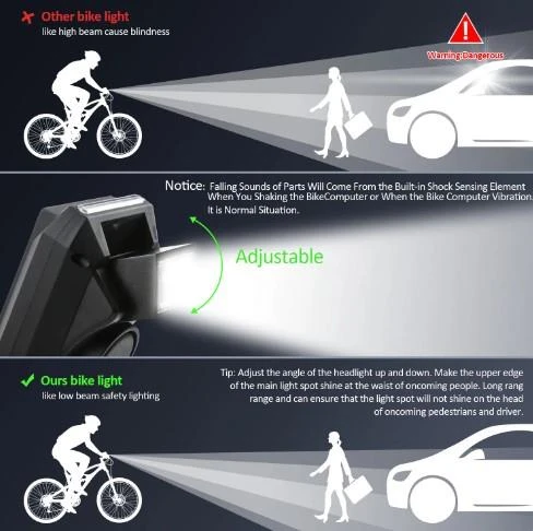 Forte GT 6145 450 Lümen Bisiklet Ön Işık Ve Km Saati Wireless Kablosuz Siyah Renk - Resim 2