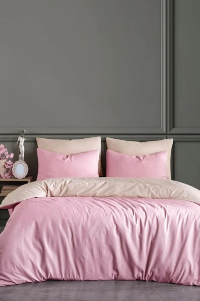 Sheri Home Tekstil Pure Gül Kurusu Çift Kişilik Nevresim Seti %100 Pamuk.888 ürün görseli