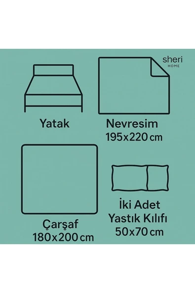Sheri Home Lastikli Çarşaflı Çift Kişilik Nevresim Takımı GardenGRİi8855522772188 - Resim 5