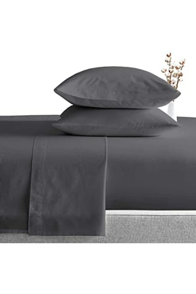 CottonArt Yumuşak Doku Çift Kişilik Lastikli Füme Gri Penye Çarşaf Takımı - 160x200 ürün görseli 1