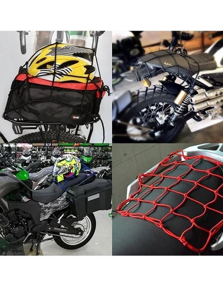 TEX 2010 Ahtapot Motosiklet Kancalı Kask Filesi Evrensel Kask Filesi Plastik Kancalı 40 X 40 Cm Turuncu - 4