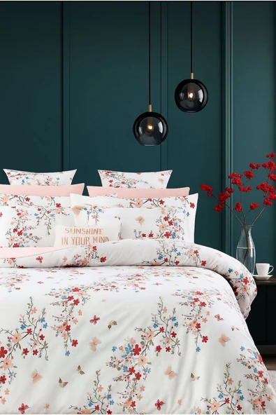 Sheri Home Kırçiçek Pamuklu Çift Kişilik Nevresim Takımı Pembe Bahartr888736636557721 - Resim 2