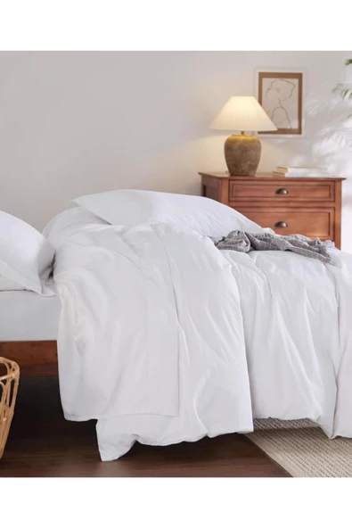 Sheri Home Tekstil Çarşaflı Otel Tek Kişilik Nevresim Takımı | PAMUK BEYAZ ürün görseli