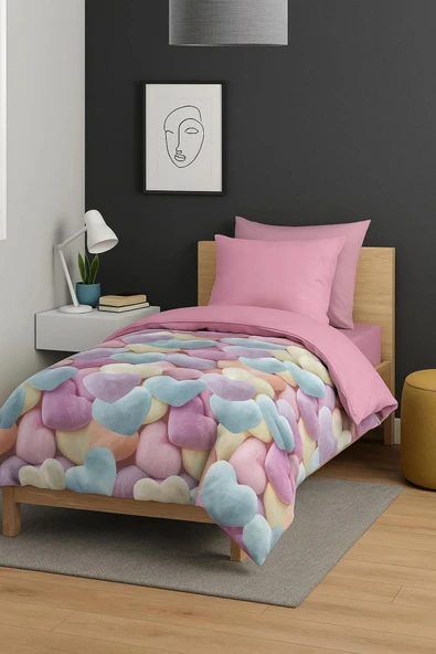 Sheri Home YENİ 100% Yıkanmış Pamuk Tek Kişilik Nevresim Seti(Yorgan Kılıfı+1 Adet Yastık Kılıfı) MODEL8821 ürün görseli